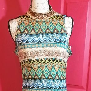 Dress, 5 7 9, Casual, Multi Colored, Back Out